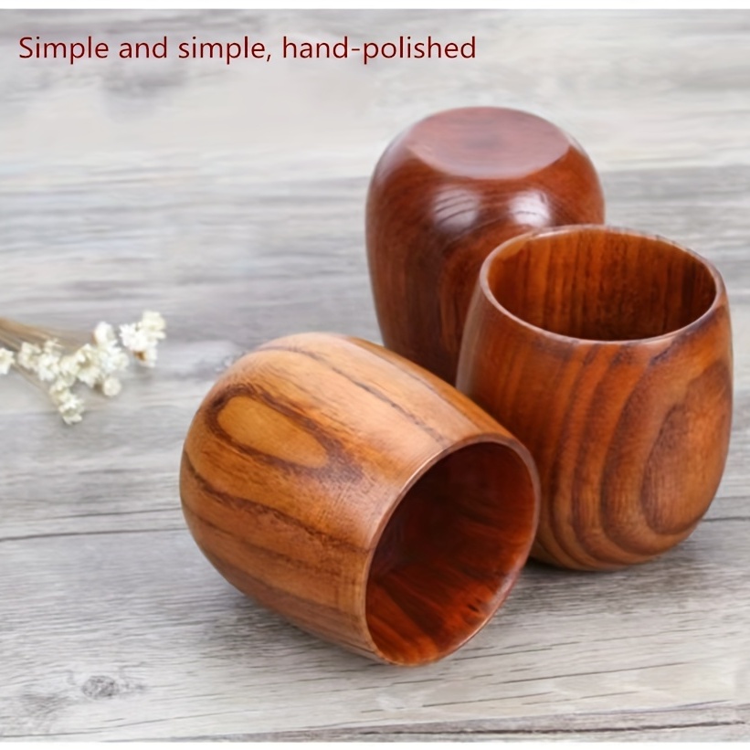 Wooden Tea Cups Natural Solid Wooden Tea Cup Wooden Tea Cups Coffee Mugs  Beer Tea Coffee Milk Water Cup Kitchen Bar Drinkware