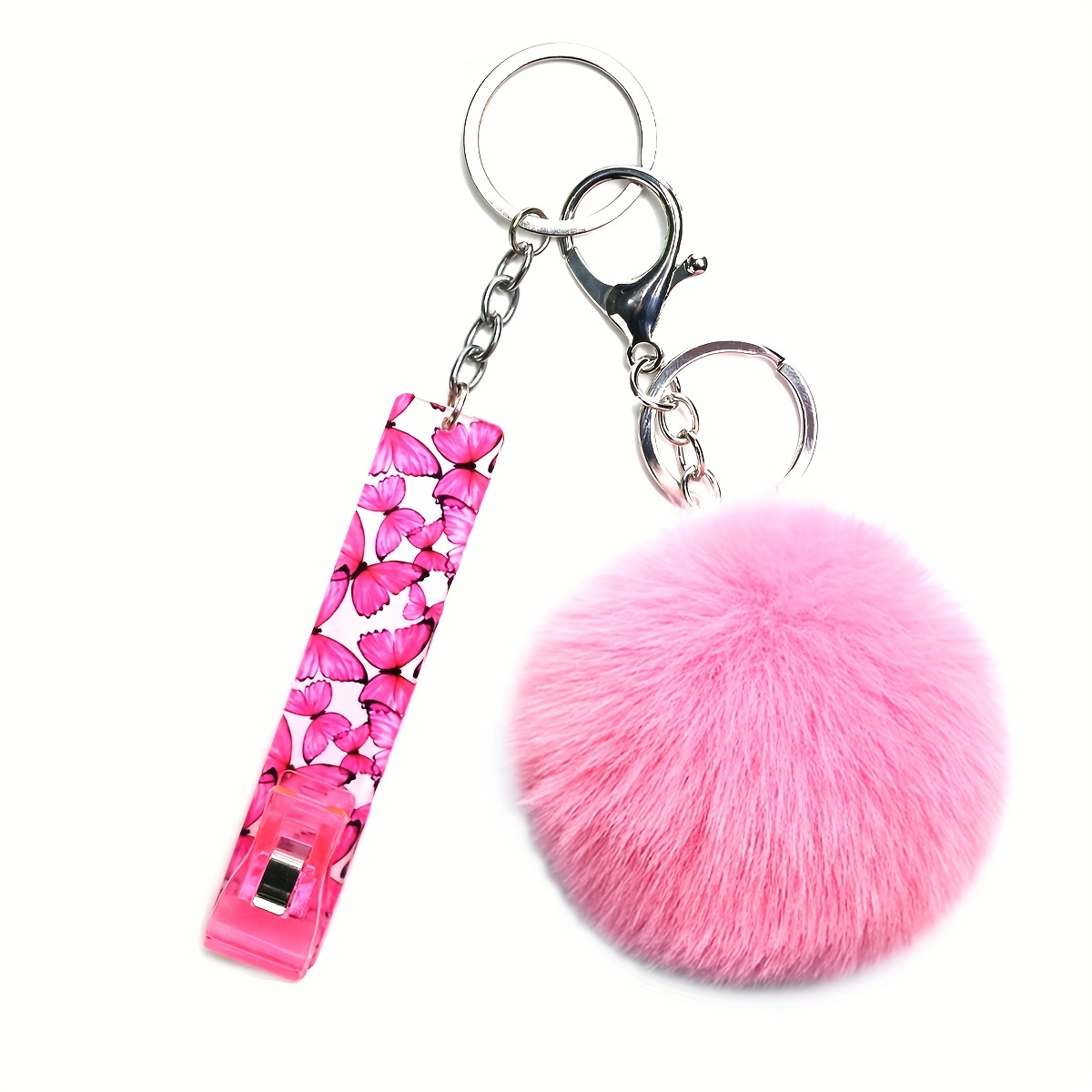 Pom Pom Decor Keychain Cute Plush Ball Sequin Leopard Print - Temu