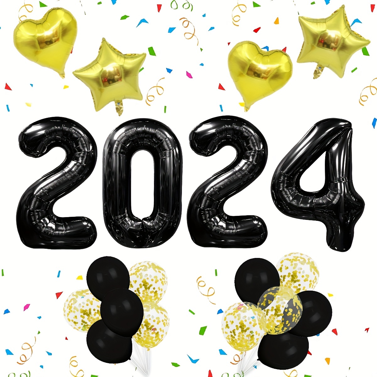Ballons de nouvel an 2024 durables, ballons anti-fuite en Film d'aluminium  2024, pour noël