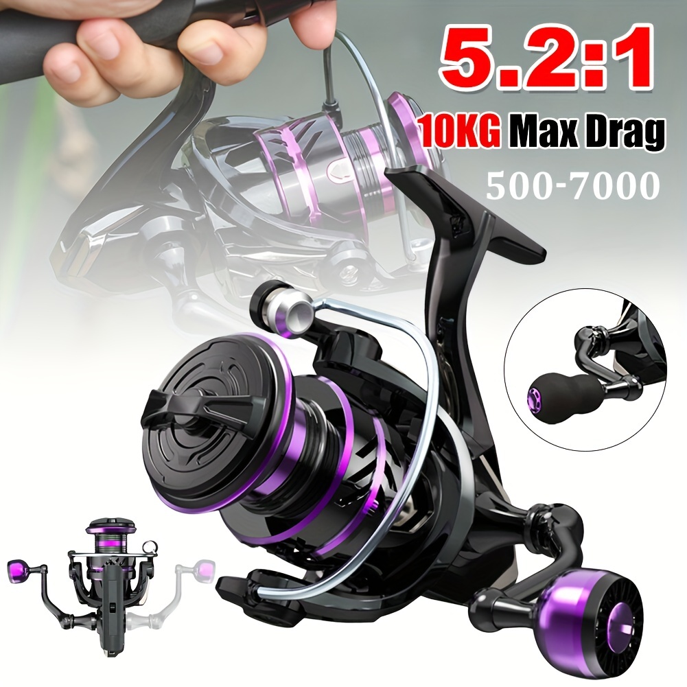 500 7000 Series Fishing Reel Max Drag Metal 5.2:1 Gear Ratio - Temu