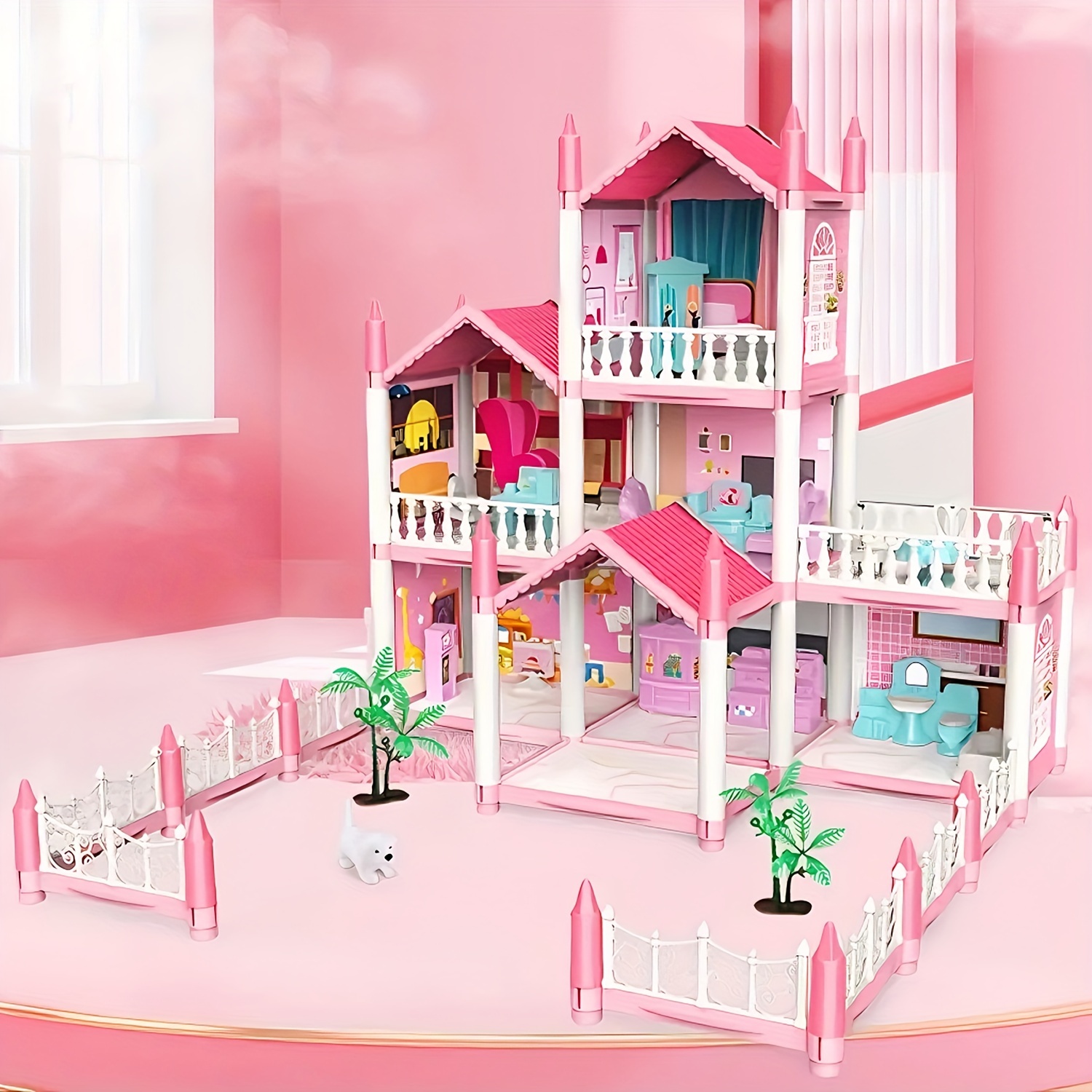 4/5/7/9/11/14 Rooms Colored Toy House With Self designed - Temu