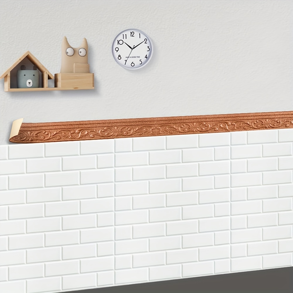  Tira de bordes de pared 3D autoadhesivos, protección del medio  ambiente, bordes de pared flexibles, molduras para despegar y pegar, tira  impermeable para bordes de pared para el hogar, 91 x