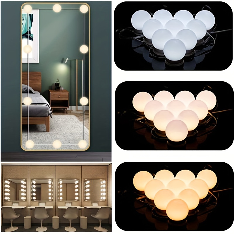 3 Colours Led Make Up Mirror Light Bulbs Usb - Temu