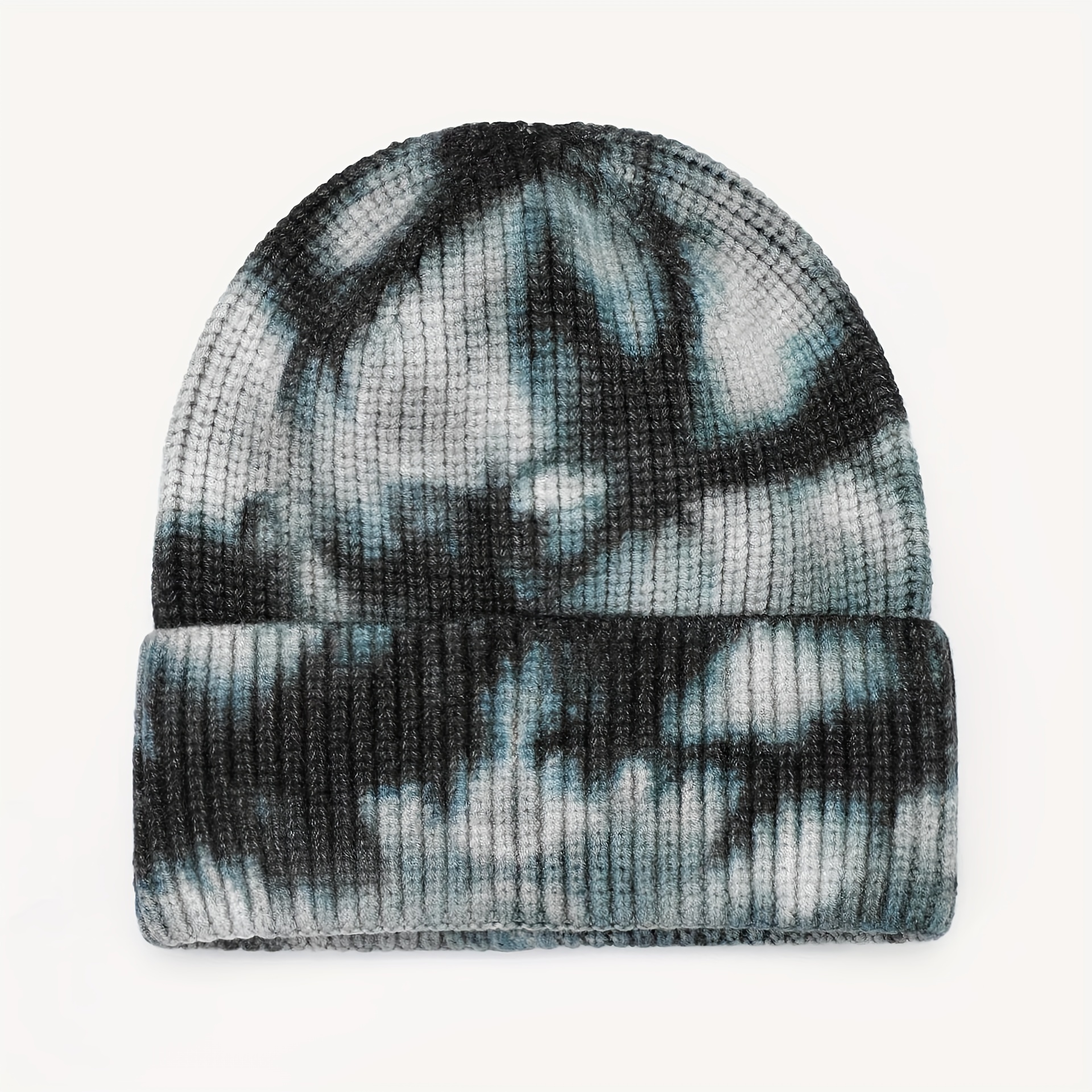 Mens Gradient Tie Dye Knitted Hat Beanie