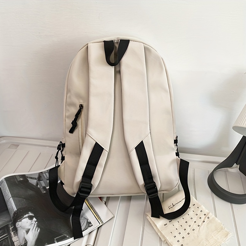 Simple Casual Canvas Backpack School Bag With Cute Badges Duck Pendant -  Bags & Luggage - Temu