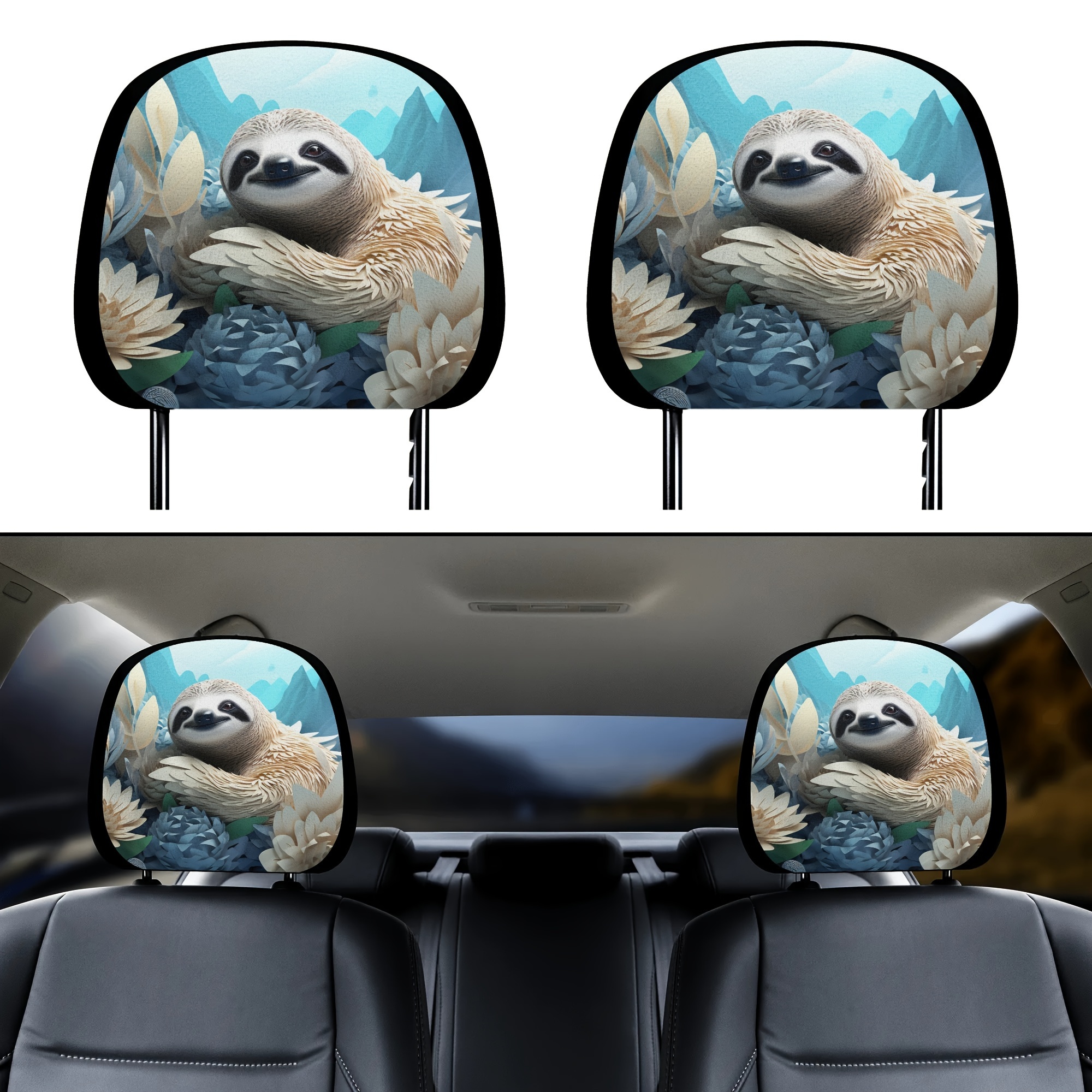 Paar Sitzbezüge (geteilt), Tiki Maske schwarz - mit Airbag-Reißnaht, inkl.  Kopfstützenbezügen, Bezüge paarweise, geteilte Kopfstütze, Sitzbezüge  Vordersitze, Sitzbezüge