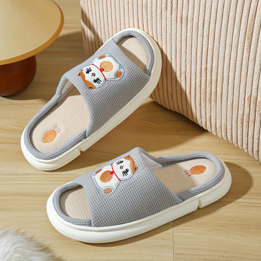 Mens Cartoon Cat Graphic House Slippers Lightweight Breathable