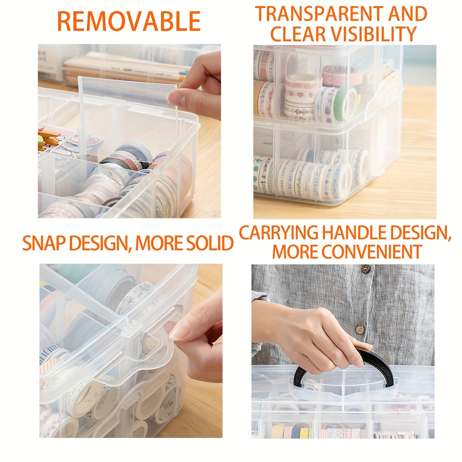 mDesign Large Plastic Household Storage Organizer Bin with Handles