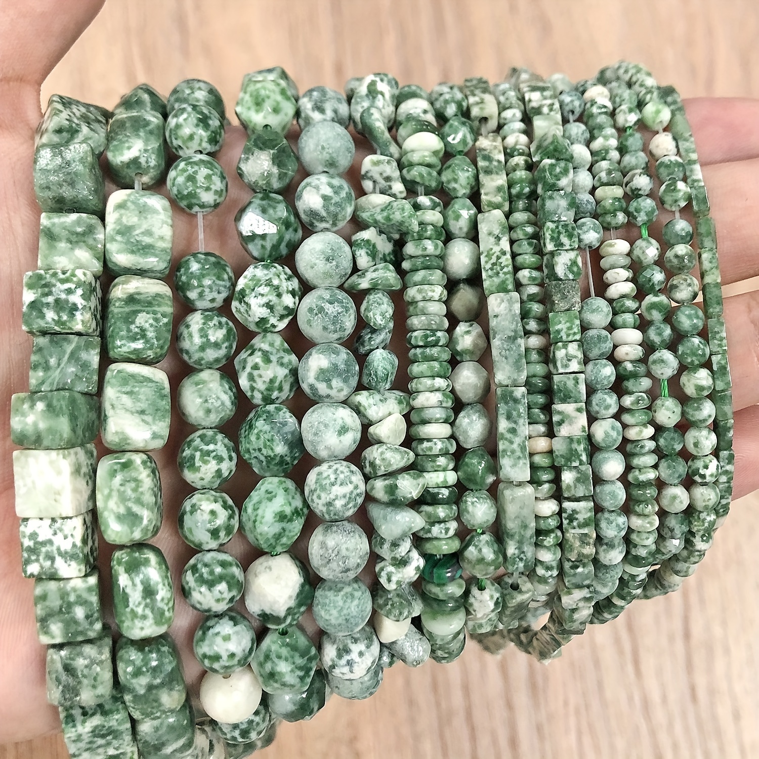  White and Green Recon Stone Beads, Craft Decor Beads
