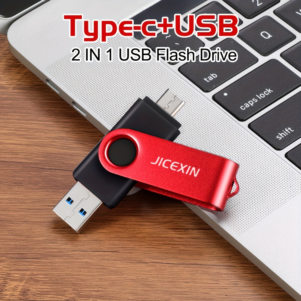 128GB USB C Flash Drive, 2-in-1 USB 3.0 Thumb Drive, Dual USB Memory Stick  Pen Drive for Type-C Android Smartphones Tablets and New MacBook, Black