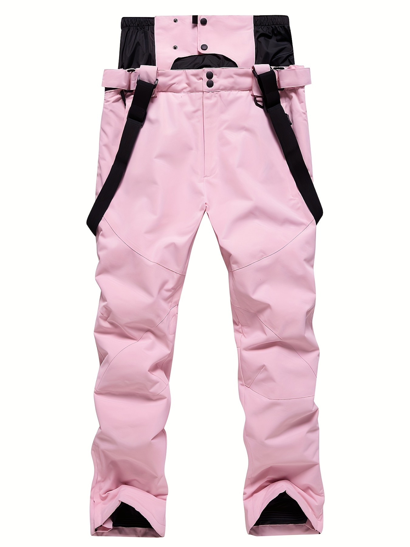 Women Insulated Snow Pants Waterproof Outdoor Ski Bibs with Adjustable  Checkered Suspenders Pink XL 