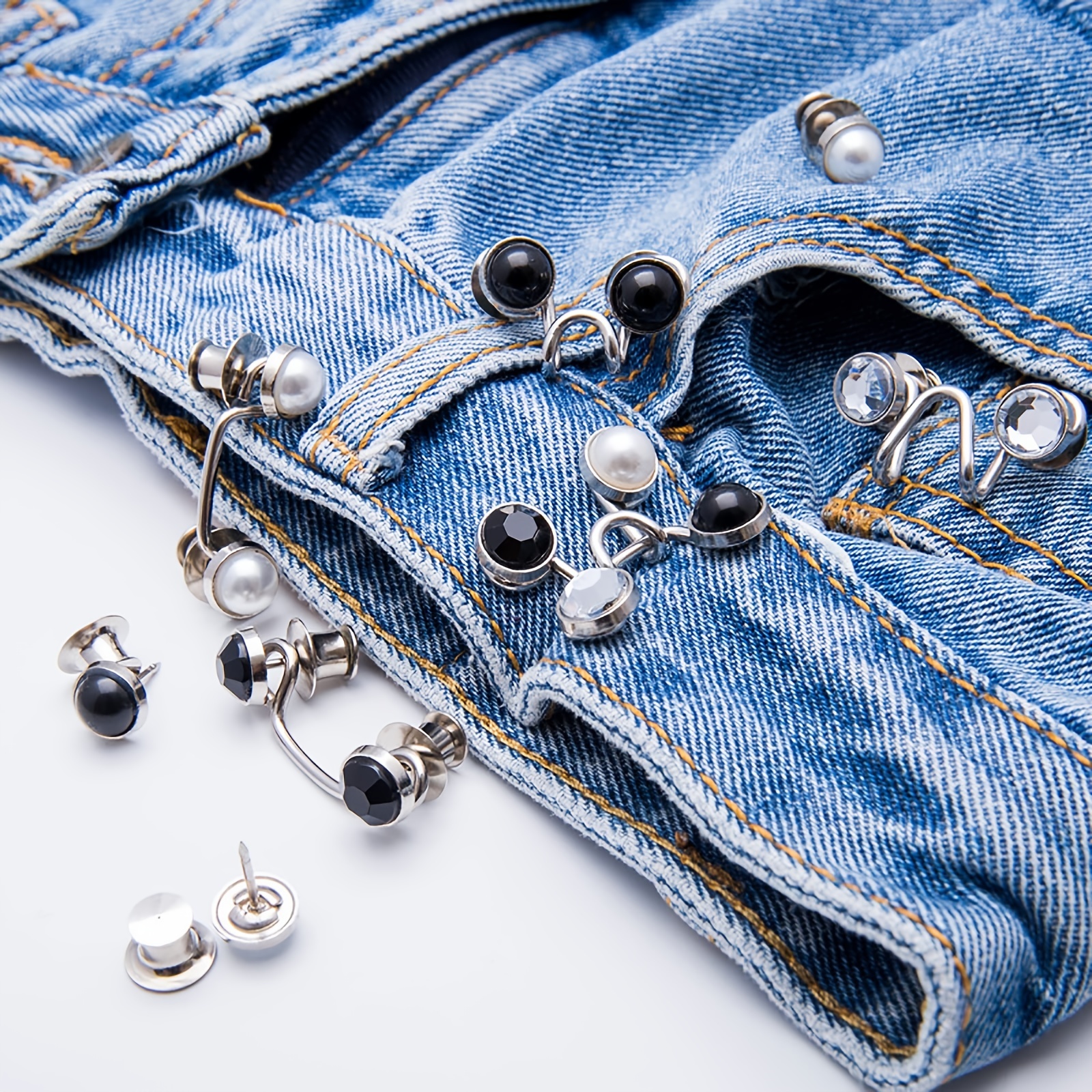 Buy Detachable Buttons for Jeans,2 Sets Adjustable Waist Buckle Extender  for Jeans Waist Tightener Instant Jean Buttons for Loose Jeans Pants Dress,  No Sewing Required Detachable Jean Pin - Lowest price in