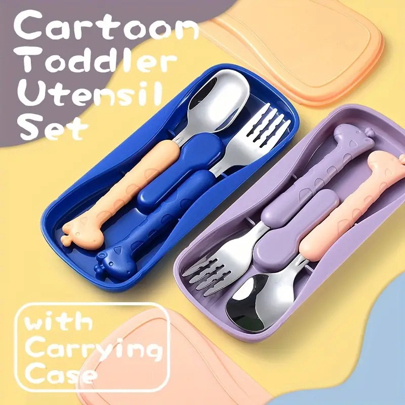 Cartoon Toddler Utensil Set, Kid Spoon And Fork Set, Stainless