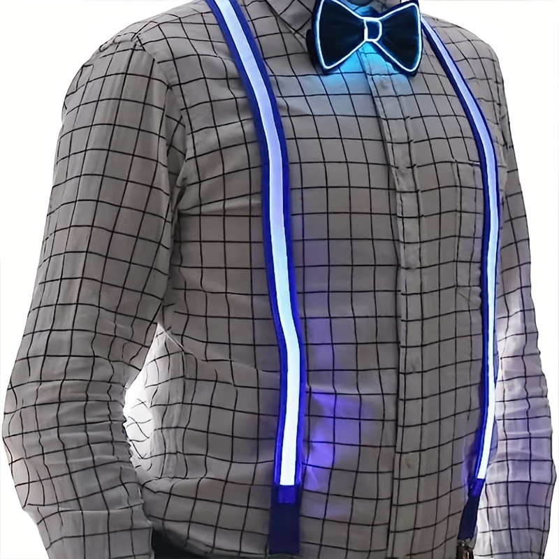 Luminous Bow Tie + Suspender Set Led Holiday Party - Temu Canada