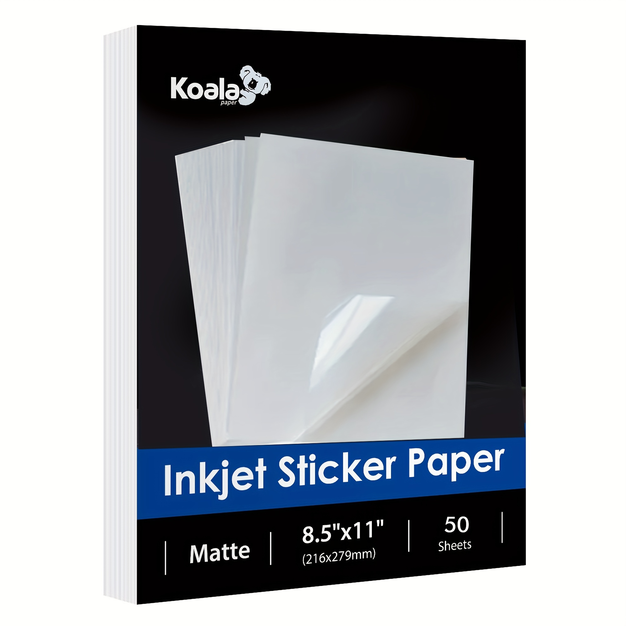 Koala Printable Sticker Paper 8.5x11 Semi-Gloss for Inkjet & Laser
