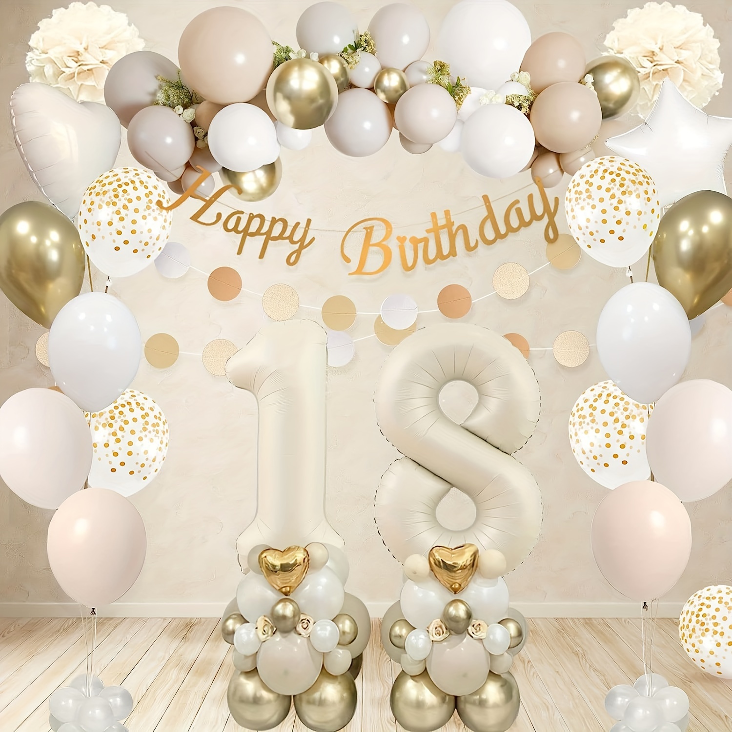 Decoraciones de cumpleaños número 18, suministros para fiestas, globos  dorados de 18 cumpleaños, globos de Mylar número 18, decoración de globos  de