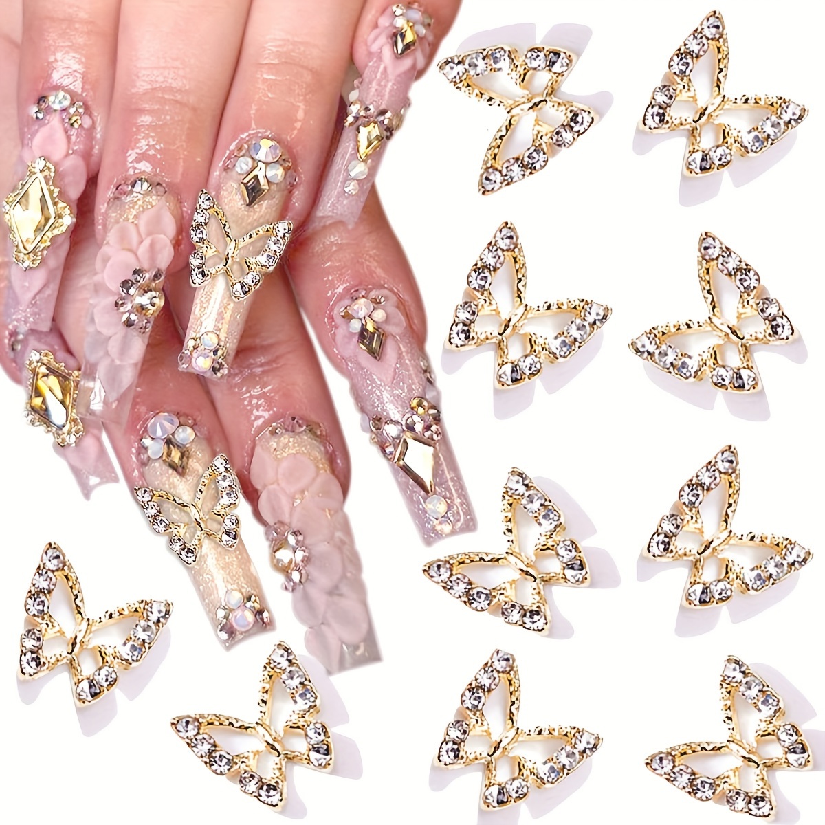 Butterfly Shape 3d Nail Jewelry Studs Gorgeous Manicure - Temu