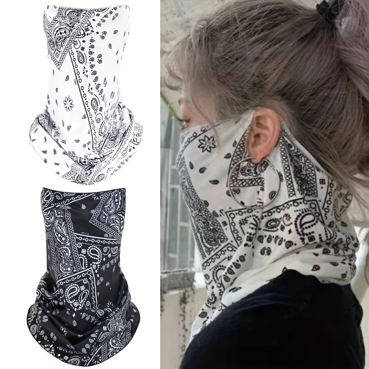 2pcs Paisley Print Sunscreen Mask, Unisex Balaclava