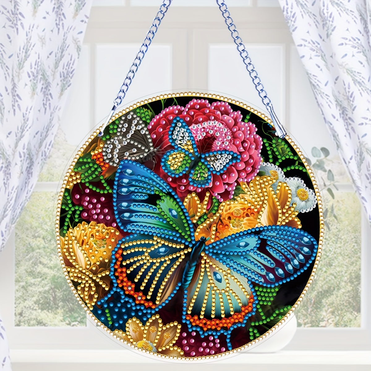 Butterfly Pattern Artificial Diamond Painting Pendant For - Temu