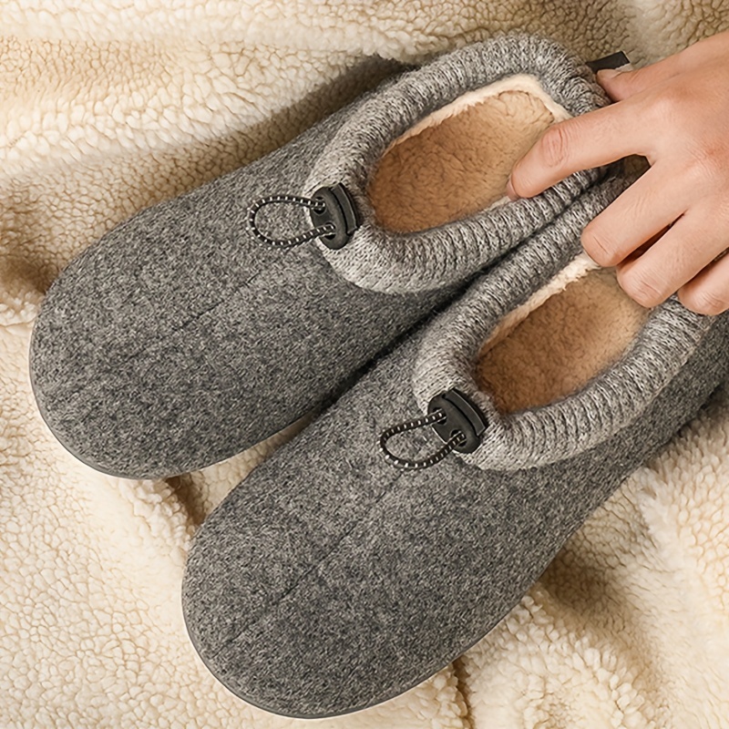 Mens Non Slip Warm Fleece Slippers House Shoes With Rubber Sole
