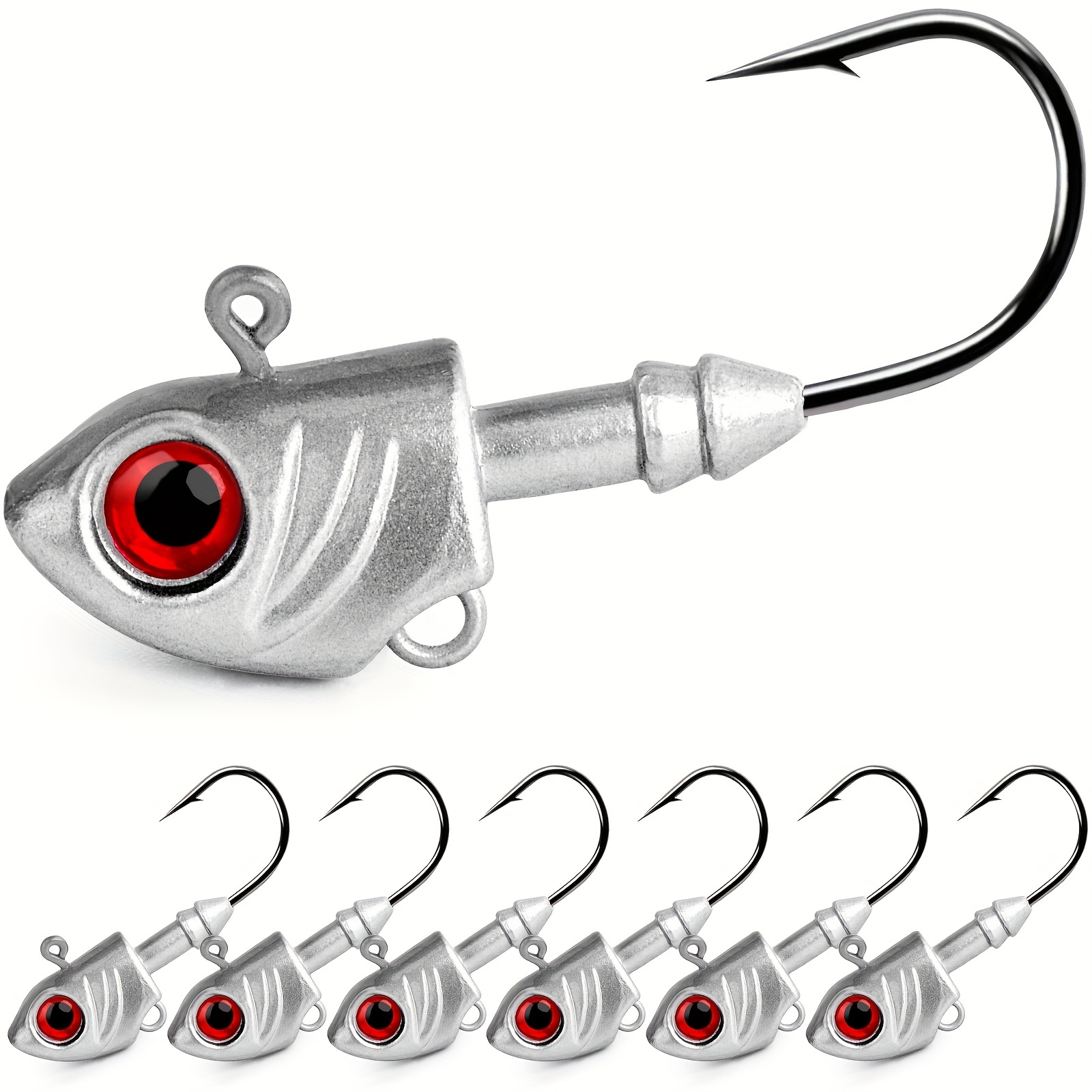 25pcs Fishing Jig Heads Kit, Football Painted Head Jig Hook with Double Eye  Glow Crappie Bass Jig Head Hooks for Freshwater Saltwater 1/8oz 3/16oz
