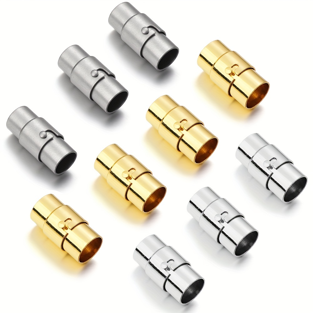 32 Sets Brass Tube Magnetic Clasps Leather Cord End Cap Jewelry Extender  Locking Clasps 