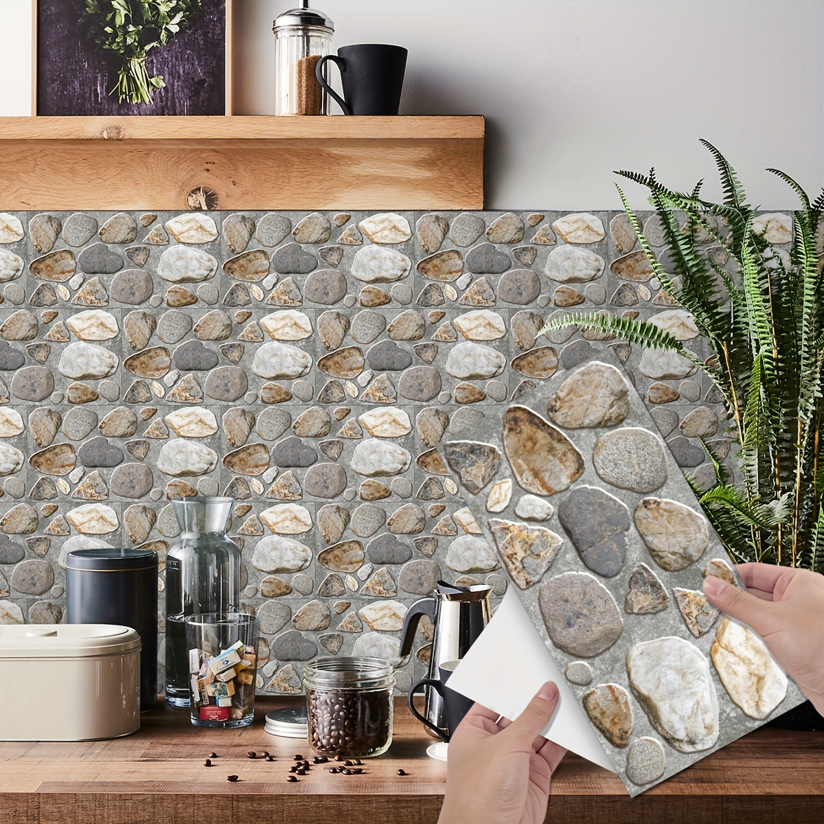 Adesivi per piastrelle 3D, piastrelle autoadesive effetto muro di pietra  3D, 30 x 30 cm, set da 20 - PEARL