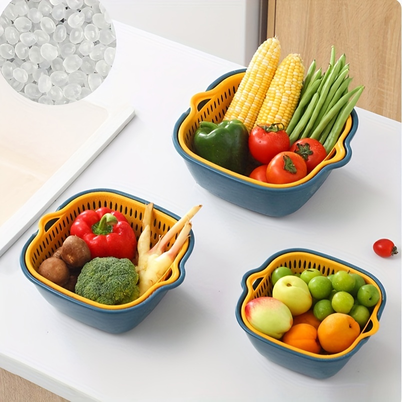 Colander Basket Double Layer Drain Basket Plastic Rotatable - Temu