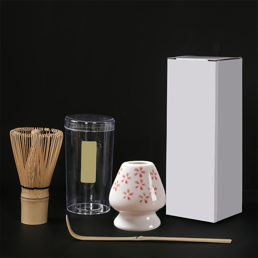 Juego de té matcha japonés de 7 piezas, kit de matcha con cuenco de matcha  (con boquilla de vertido), batidor de matcha, soporte para batidor