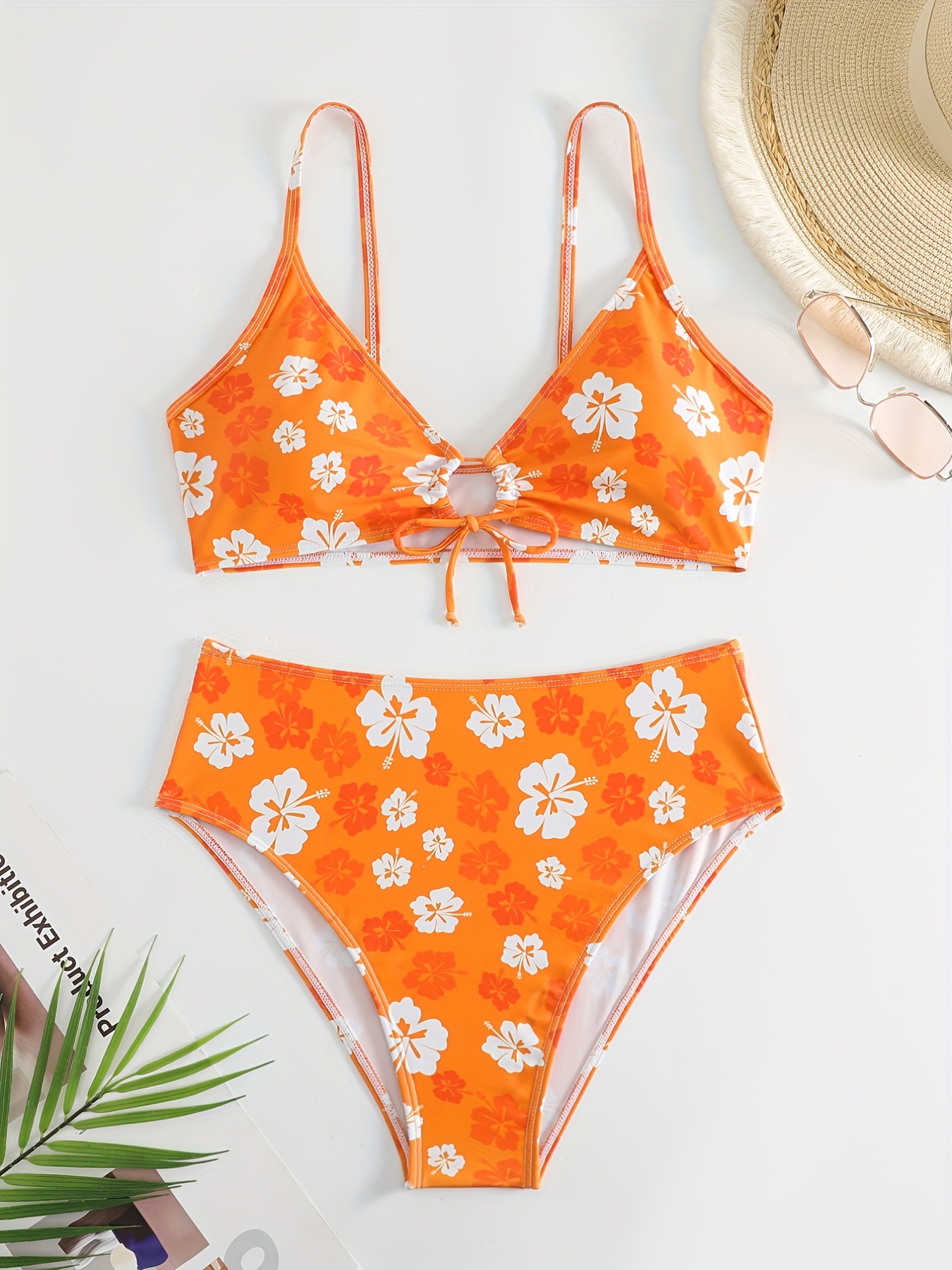 Women Bikini Swimsuits Orange - Temu