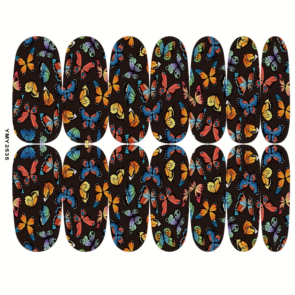 Flower & Butterfly Nail Polish Stickers - Full Wrap Nail Decals