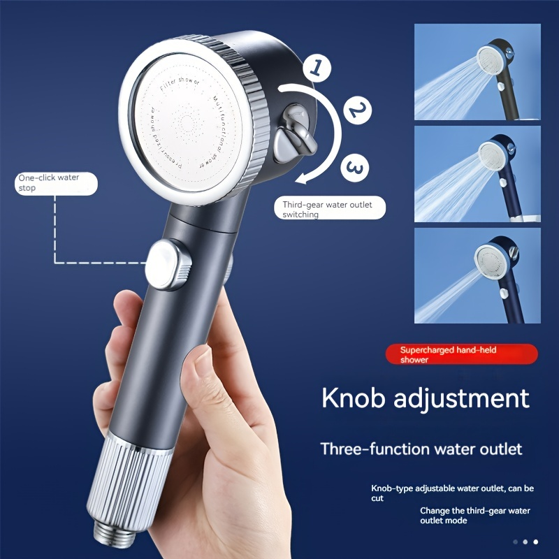 3 Modes Shower Head With Filter, High Pressure Water Saving Massage Body  Scalp Bath Spa Hair Brush Shower Nozzle, Bathroom Accessories - Temu