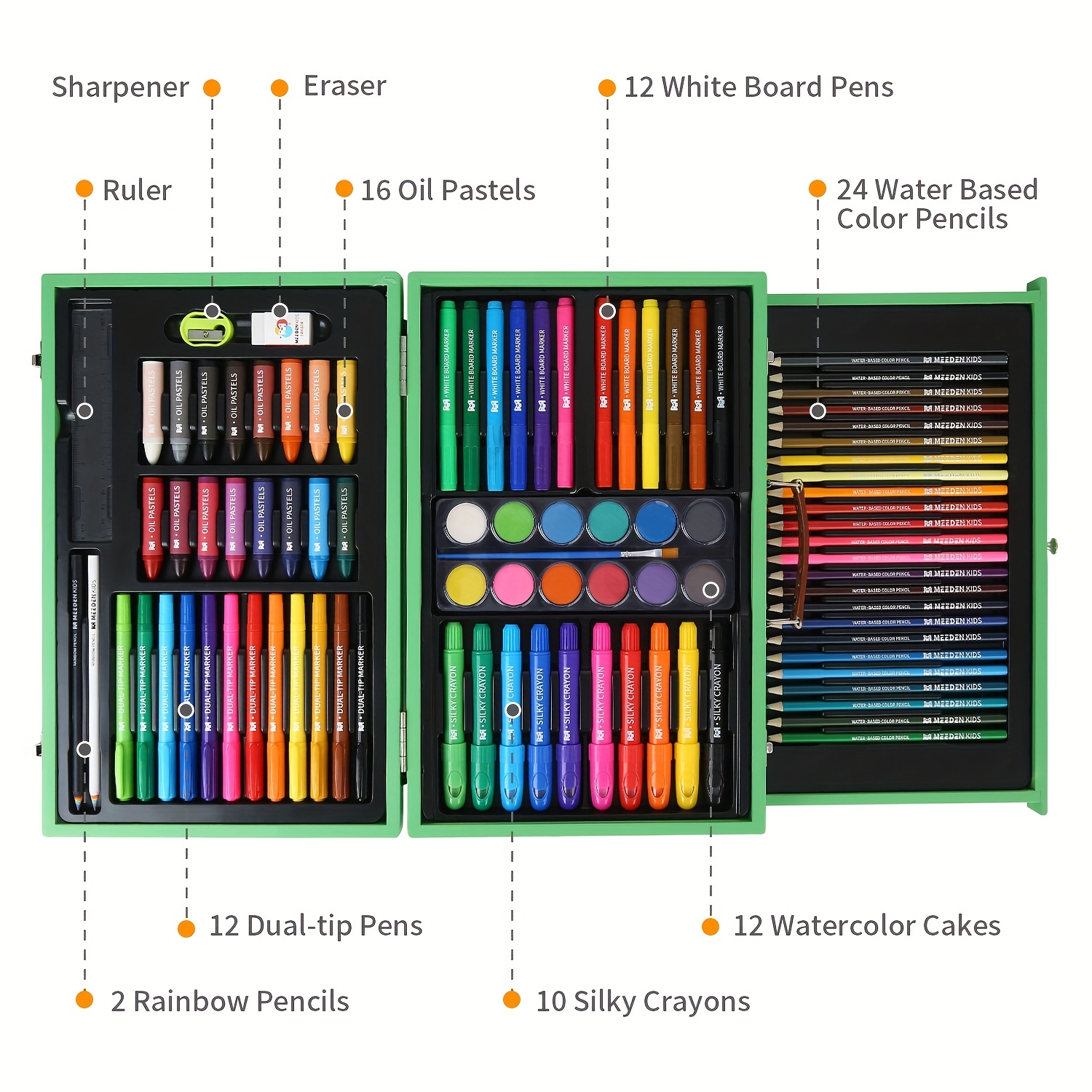 Art Kit With Easel Crayons Pencils Pastels Pens Drawing Art Box
