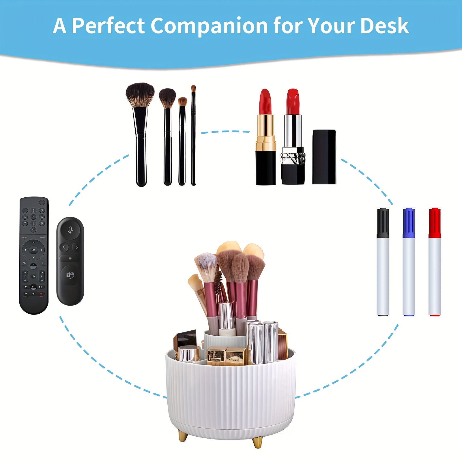 Marbrasse Desk Organizer 360 degree Rotating Pen Holder For - Temu