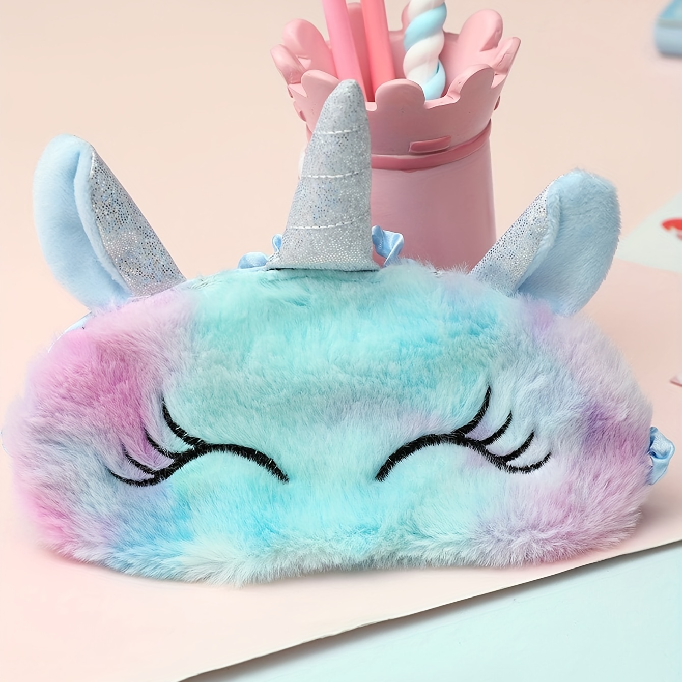 piezas de antifaz para dormir, antifaz para dormir para niños, antifaz para  mujer y niña, antifaz para dormir de felpa de unicornio lindo 3d para la  noche de siesta de viaje. Afortunado