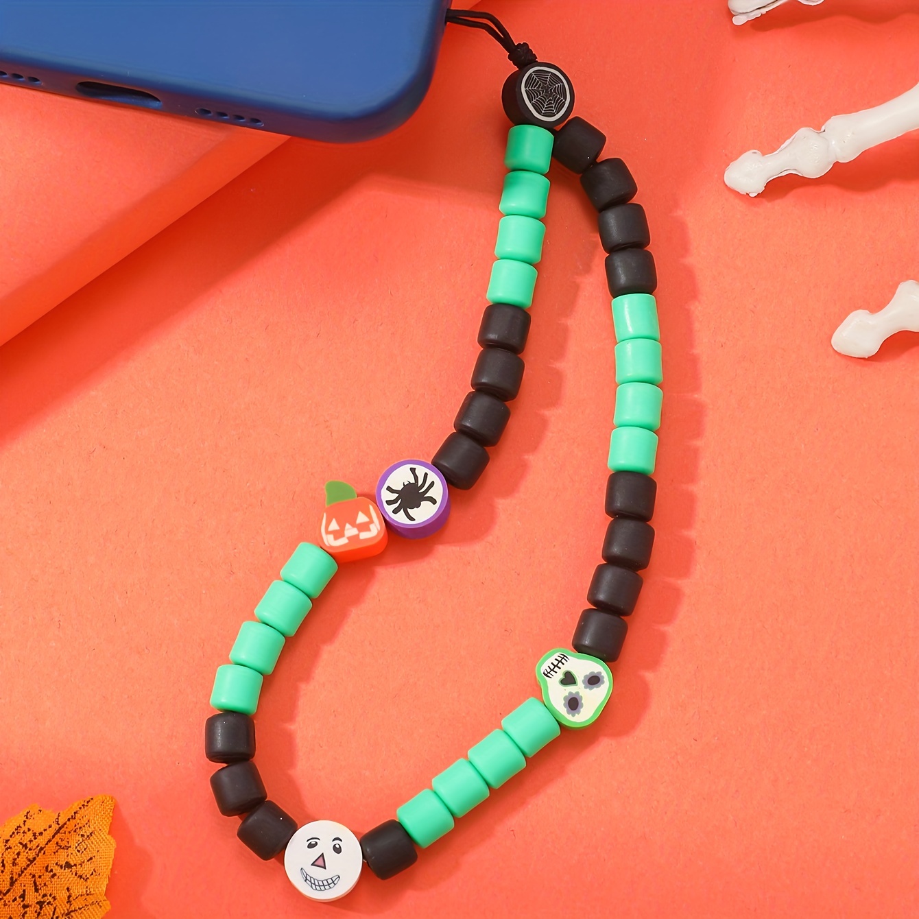 halloween charm bracelet kit orange pumpkin skull spider Temu