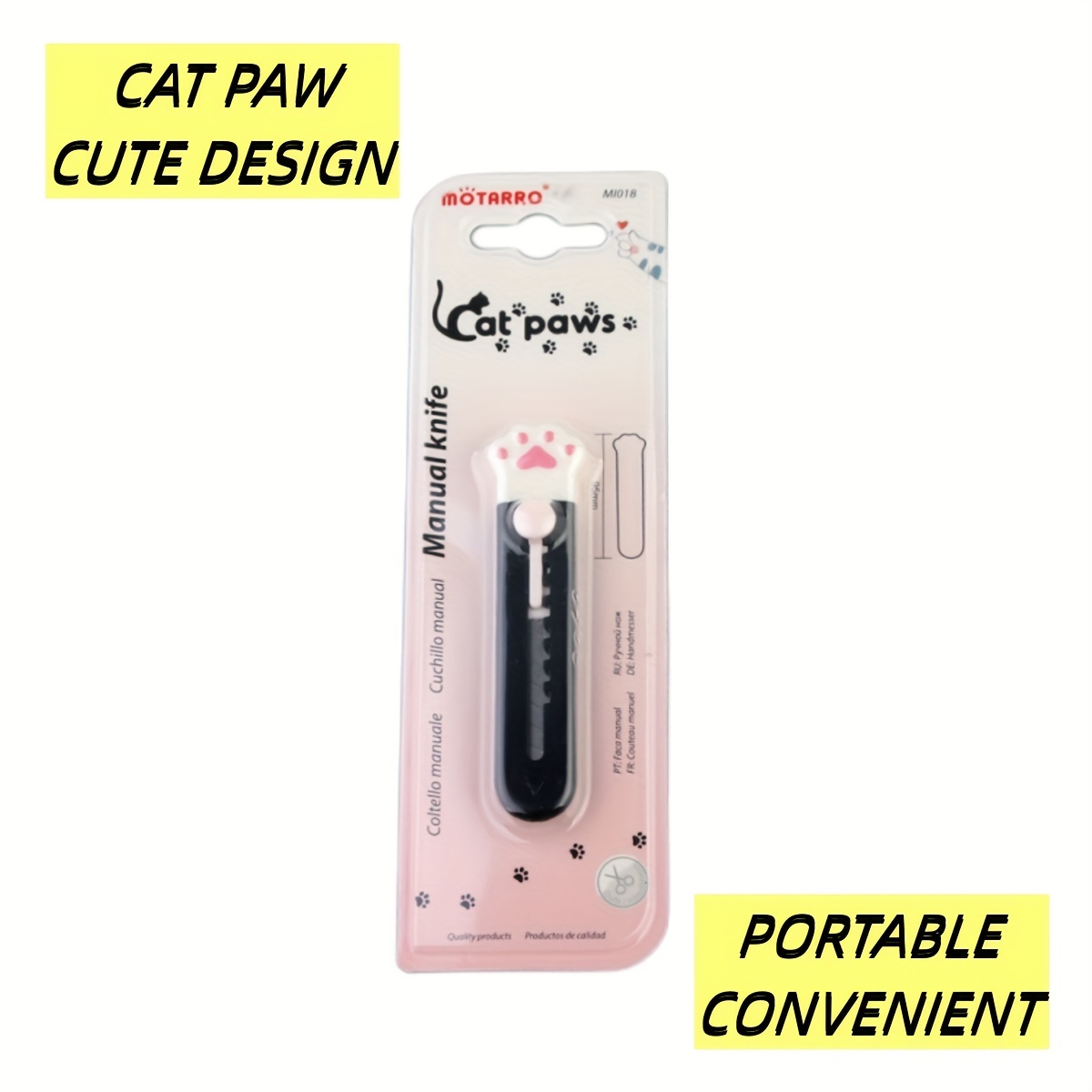 Mini Box Cutter Cartoon Cute Girly Pink Cat Paw Clouds Cutter