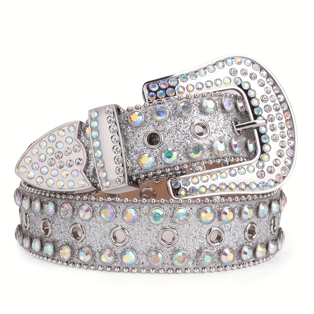 Men's Sparkle Rhinestone Belt All Hole Crystal Studded