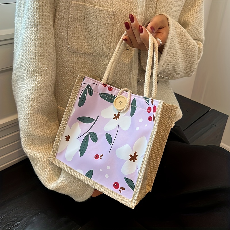 Flower Durable Handbag Lightweight Lunch Bag For Women