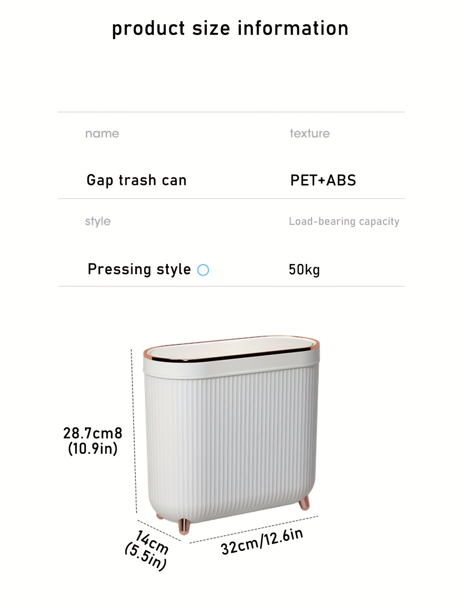 1pc Large Capacity Press Type Trash Can For Home And Office - High-End  Creative Waste Bin For Living Room, Bedroom, Toilet, Bathroom - Convenient  And