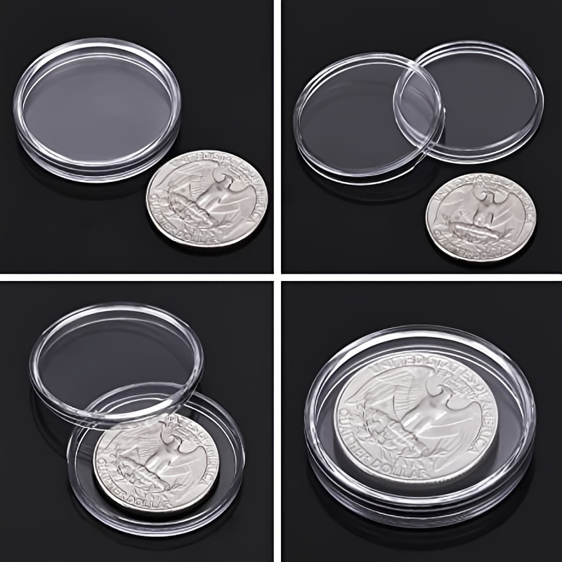 48PCS 46mm Transparent Capsule with Foam Gaskets and Storage Organizer Box  Case for Commemorative Old Coin Collection Supplies