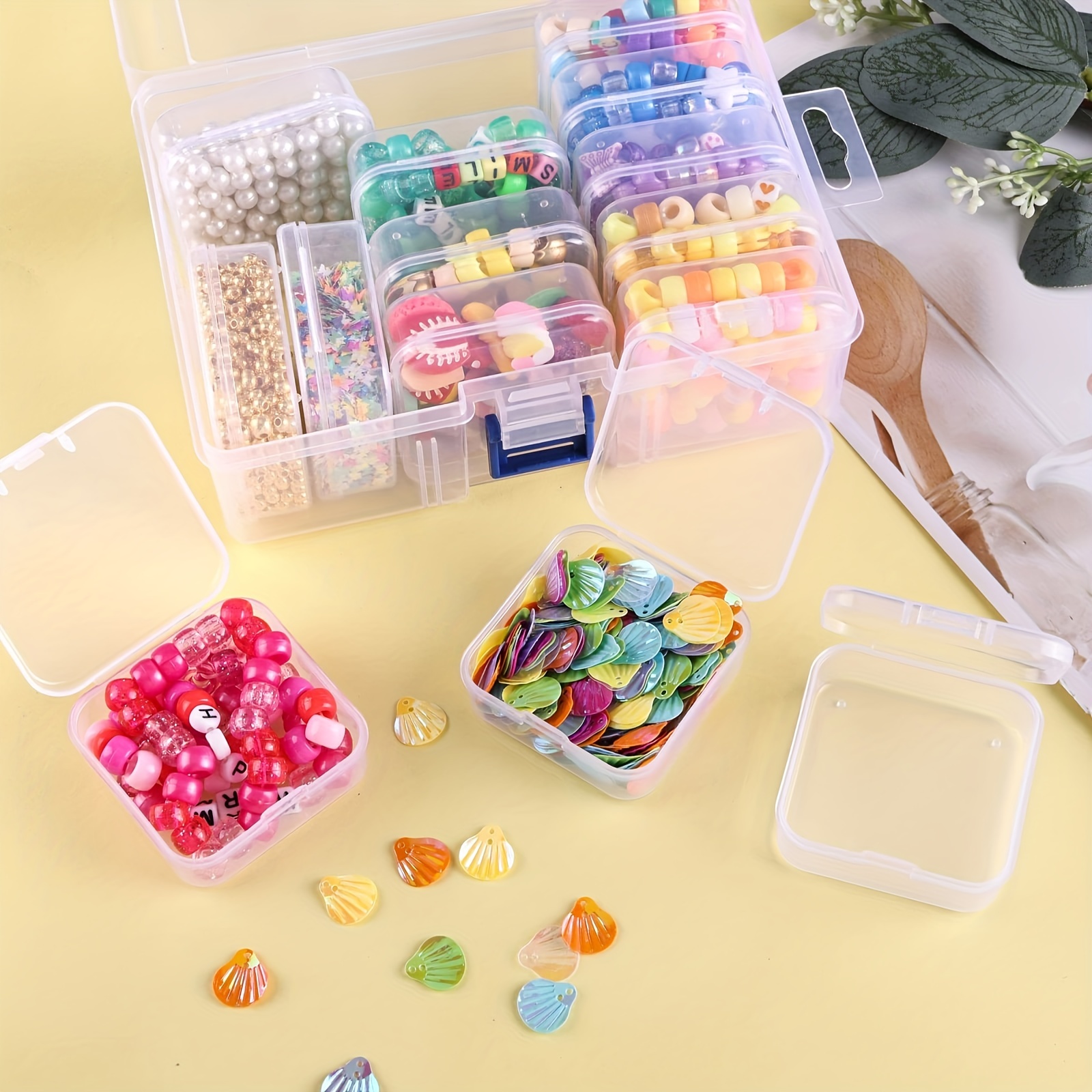 niumanery Round Clear Plastic Containers Beads Crafts Jewelry Display  Storage Boxes Case Arts, Crafts & Sewing