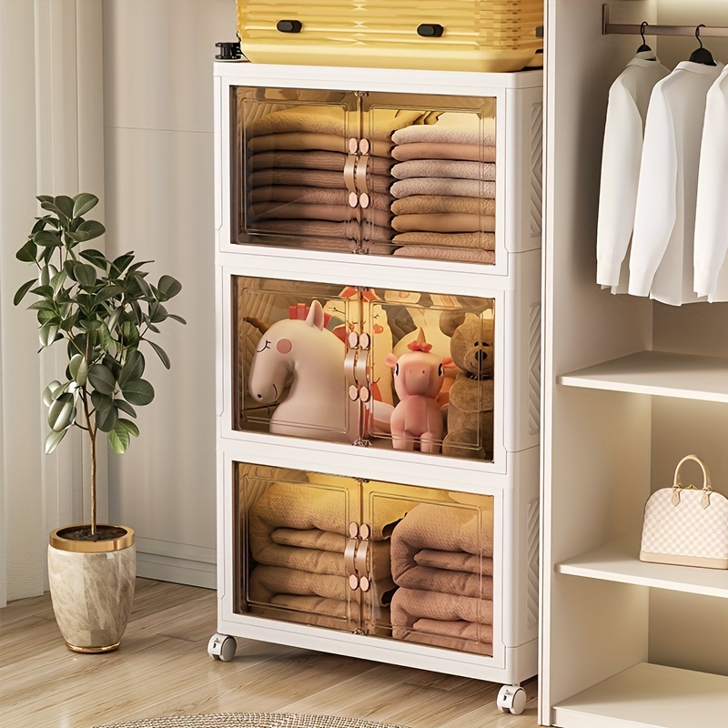 Multi layer Stackable Cabinet Storage Organizer Wardrobe - Temu