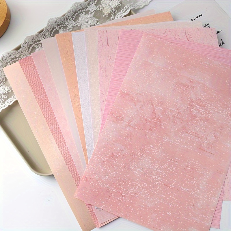 10pcs Pink Notebook Paper Diy Decoration Newspaper Note Collage Paper