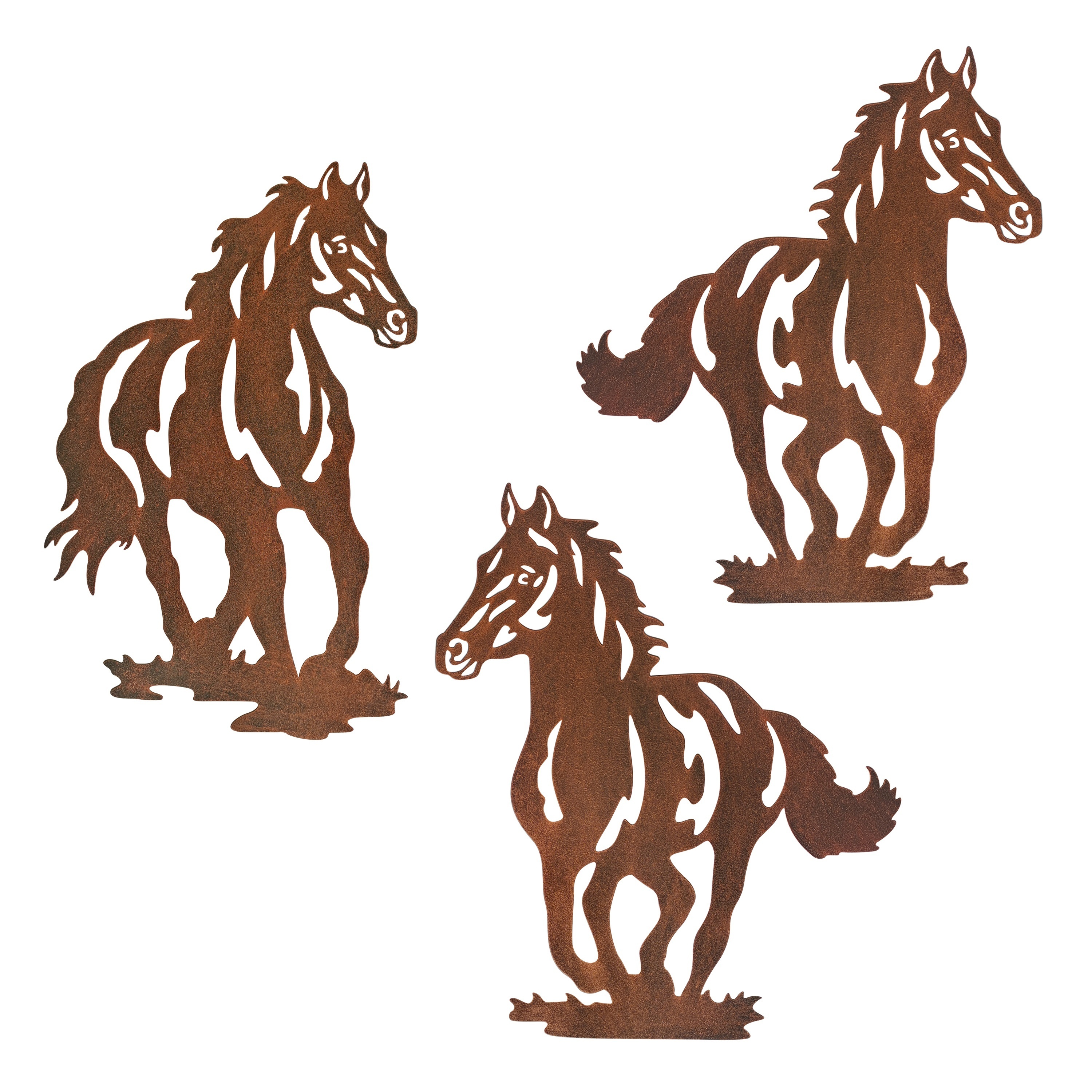 

Set/3pcs, Metal Horse Wall Art Décor, Rustic Concise Western Horse Decoration Hanging For Living Room Bedroom Bathroom Indoor Outdoor, Modern Gift Wall Décor