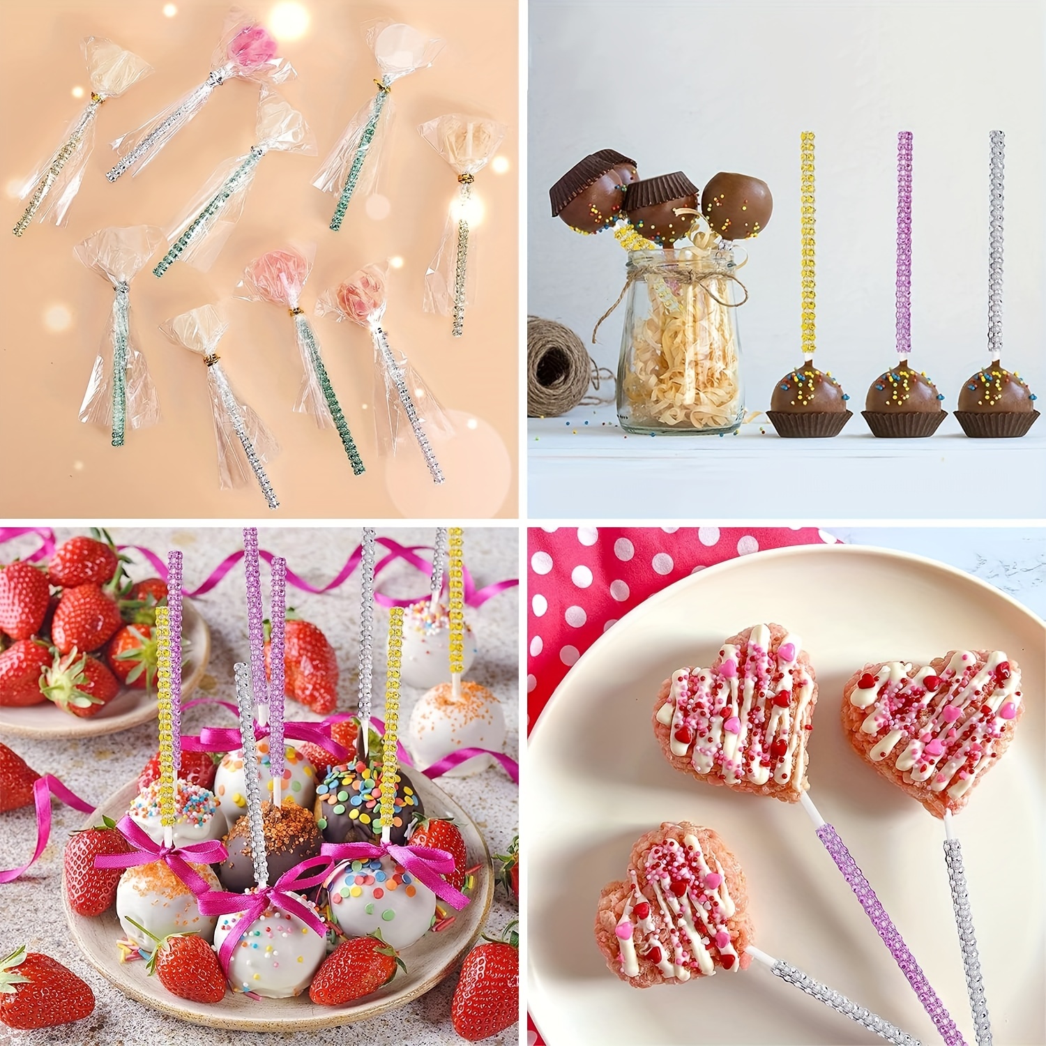 Rhinestone Bling Paper Sticks For Lollipop Cake Pop Candy Buffet Treat  Wedding Party, Cake Pop Sticks For Candy Lollipops, Dessert Bar - Temu New  Zealand