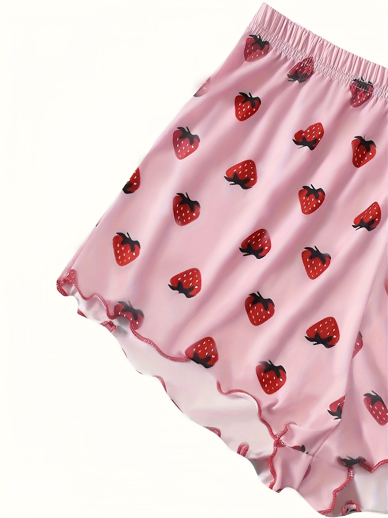 Jilneed Cute Pajama Shorts for Women Strawberry Print Cotton