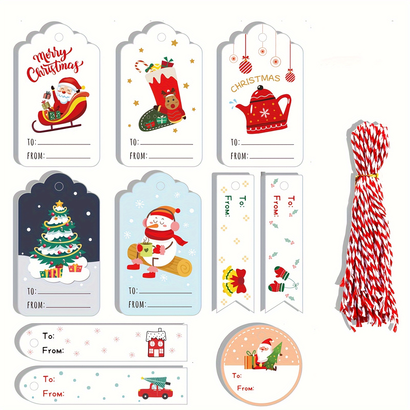 Kraft Paper Christmas Gift Tags In 12 Patterns With to And - Temu