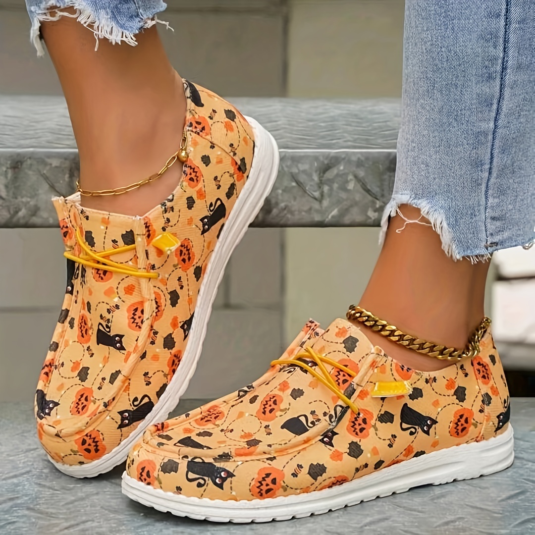 Casual Shoes for Women Women Shoes Halloween Color Printing Casual Shoes  Fashion Soft Sole Non Slip Lazy Casual Shoes Women Casual Shoes Canvas A 37  