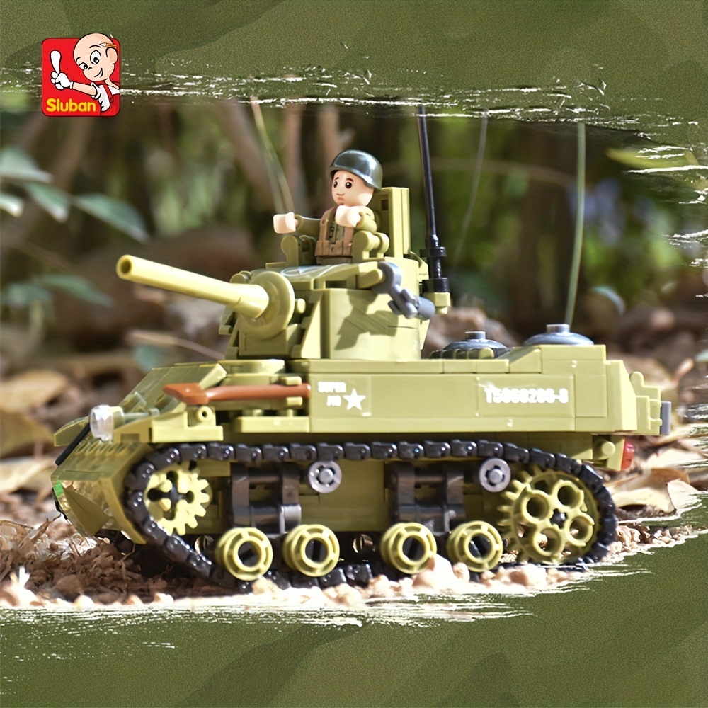 New Sluban Kids Army Fighter Vehicle Building Blocks WWII Series Building  Toy